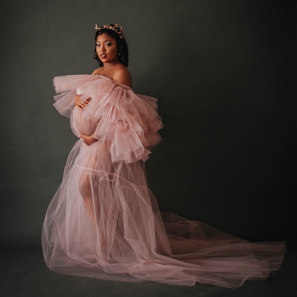 Blush Tulle Maternity Dress